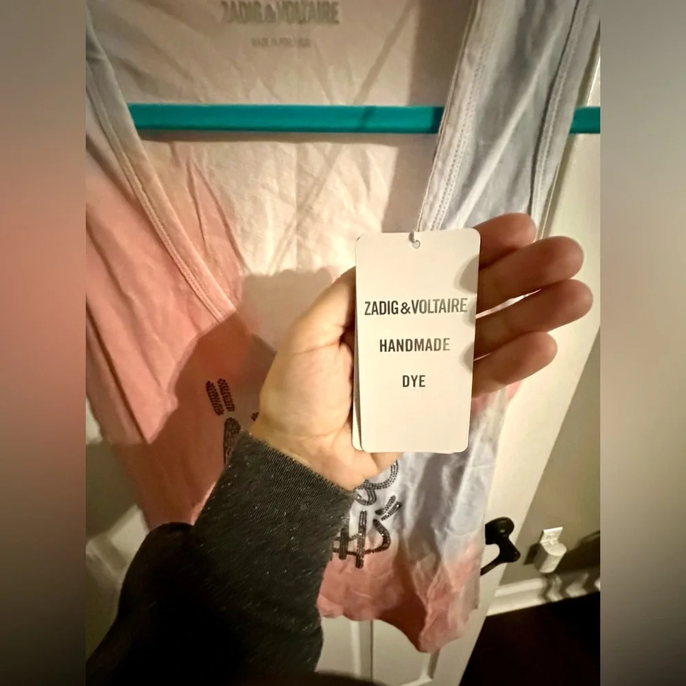 ‼️RARE‼️🎸Zadig & Voltaire🎸🔥NWT🔥TAM JORMI STRASS TIE-DYE Studded Tank—S - Picture 5 of 9